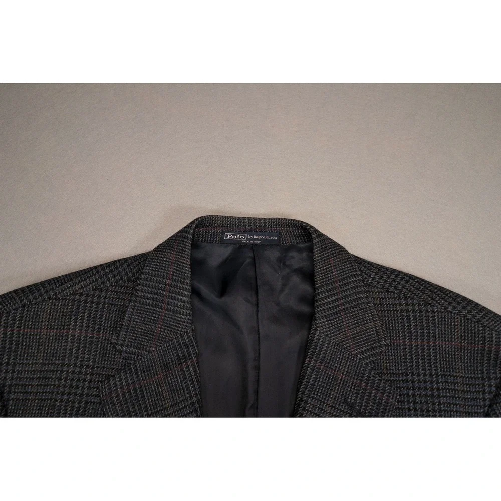 Polo Ralph Lauren Blue Label Wool Cashmere Blazer 44L‎ Glen Plaid Made in Italy